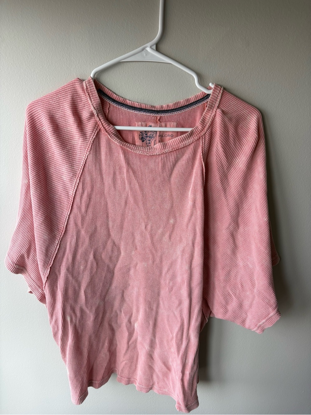Free People Dusty Pink Raglan Short Sleeve Thermal Top